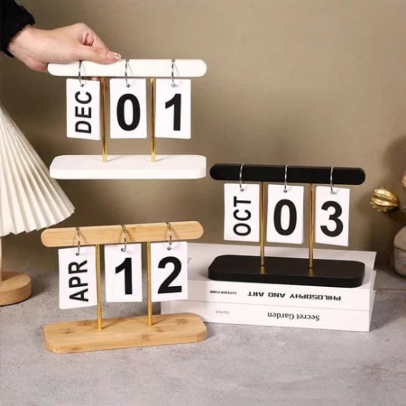 English Home Office - 1 ชิ้นปฏิทินแบบพลิกได้แบบใช้ซ้ำได้ตัวเลขภาษาอังกฤษขาตั้งตั้งโต๊ะป้องกันรอยขีดข่วนเครื่องประดับสำหรับสำนักงานการตกแต่งบ้าน 1 ชิ้น