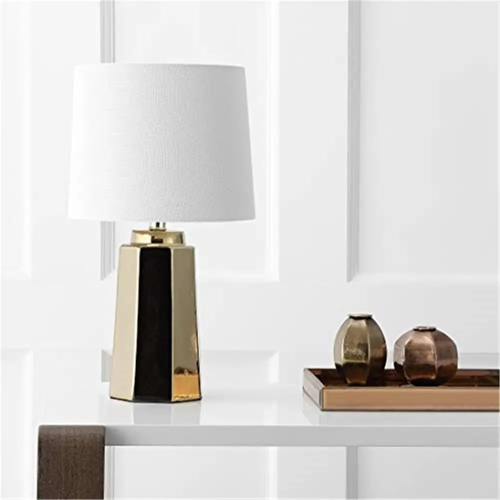 Home Office Lamp - โคมไฟตั้งโต๊ะ LED ชุบทองขนาด 17 นิ้ว สำหรับห้องนอน