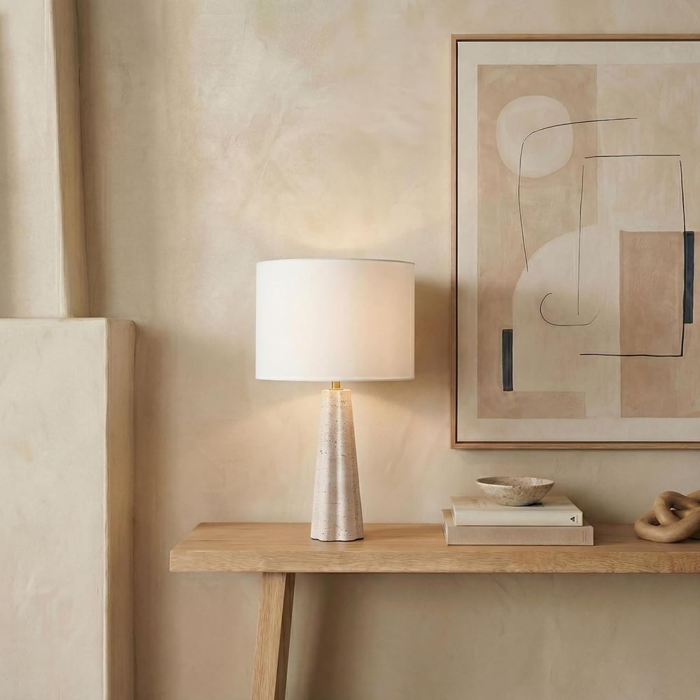 Home Office Lamp - โคมไฟตั้งโต๊ะขนาด 25 นิ้ว สีทราเวอร์ทีน/ขาว พร้อมหลอดไฟ LED