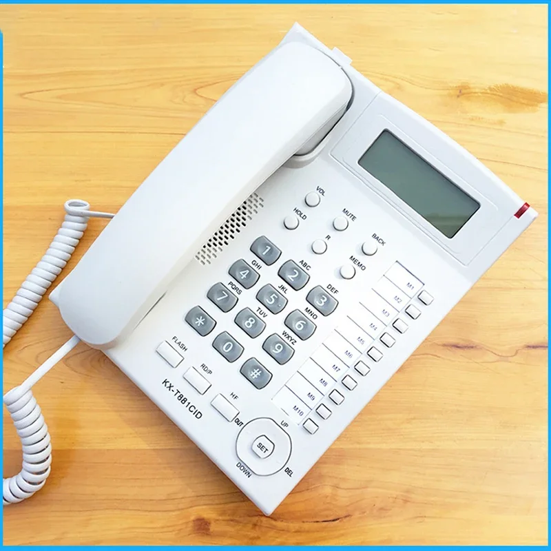 English Home Office - โทรศัพท์เดสก์ท็อปแบบมีสายโทรศัพท์พื้นฐานสำหรับบ้าน/โรงแรม/สำนักงานแฮนด์ฟรีมีไฟพื้นหลังสีน้ำเงินรหัสผู้โทรเป็นภาษาอังกฤษ