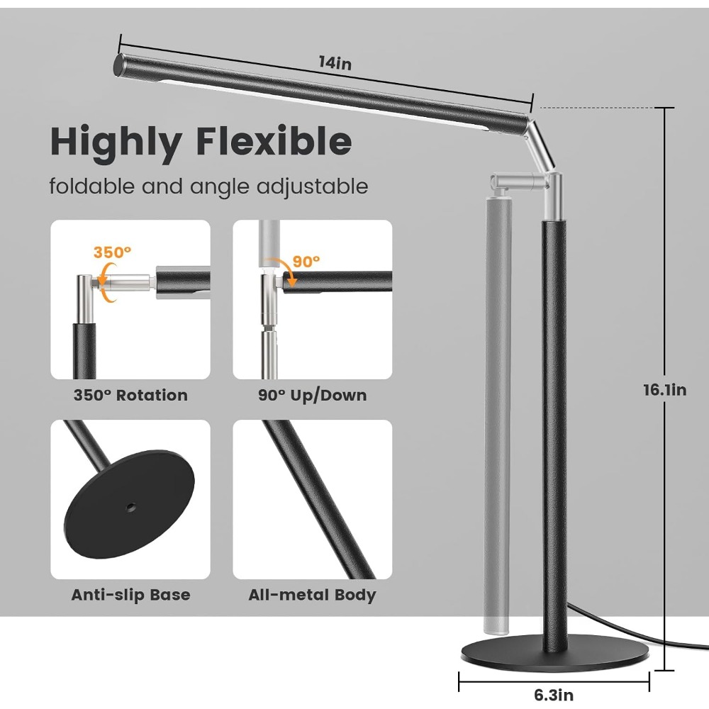 โคมไฟตั้งโต๊ะ LED โลหะปรับได้ข - Home Office Lamp บทวิจารณ์และราคา