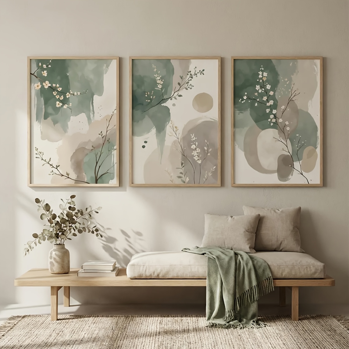ภาพพิมพ์บนผ้าใบลายใบไม้สไตล์ญี - Home Office Image บทวิจารณ์และราคา