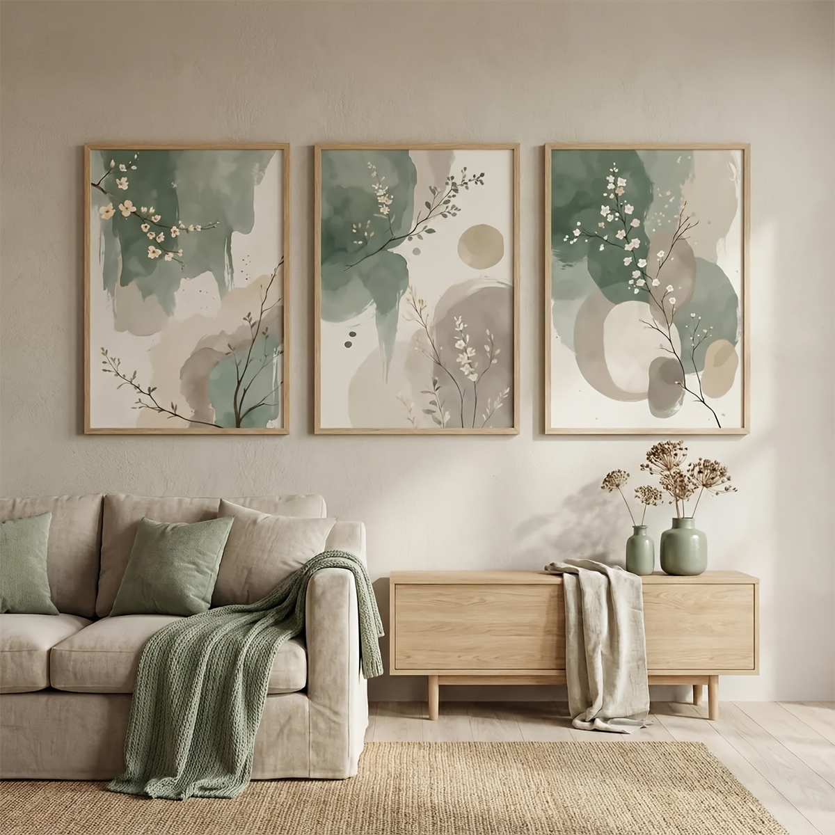 ภาพพิมพ์บนผ้าใบลายใบไม้สไตล์ญี - Home Office Image บทวิจารณ์และราคา