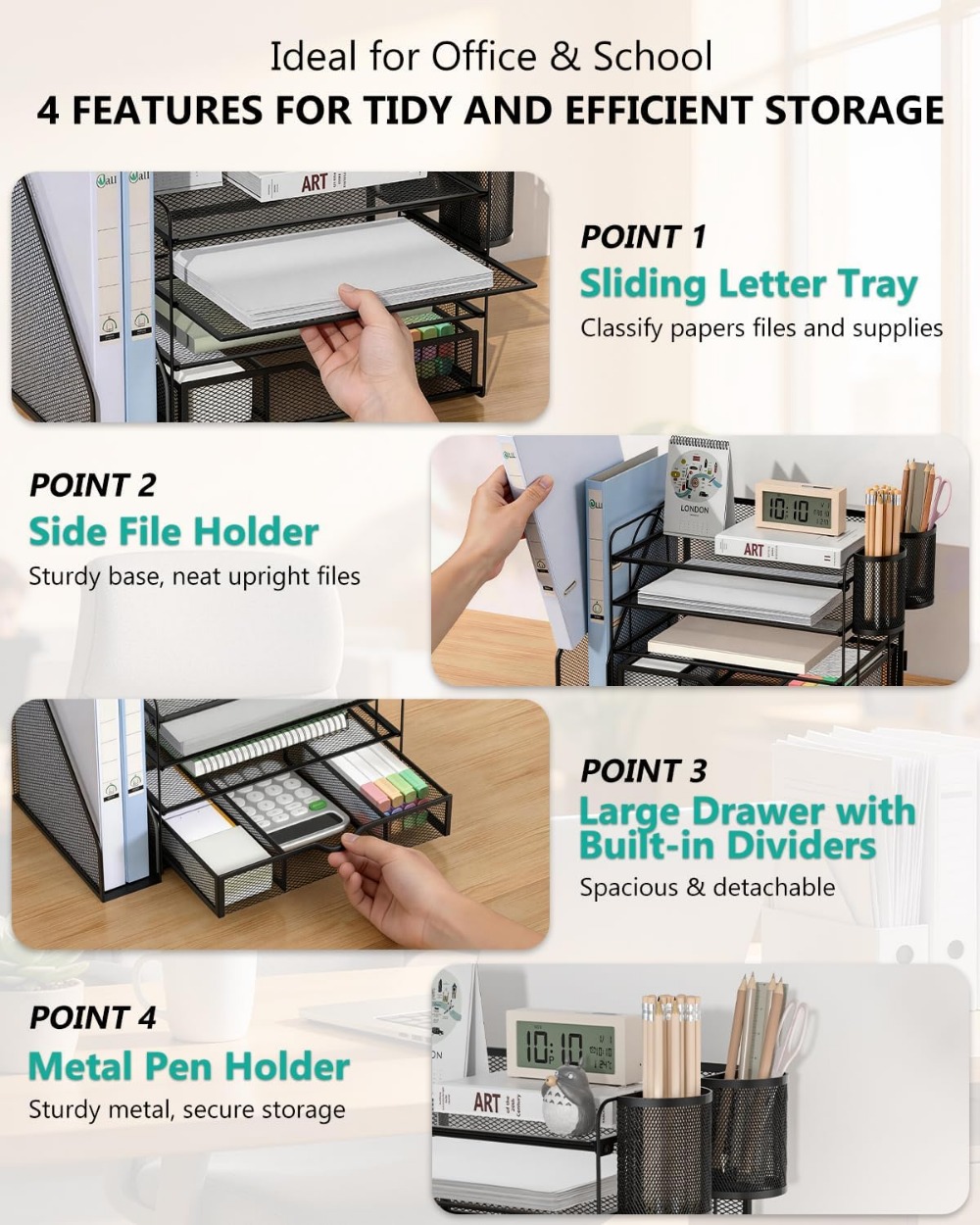 ที่จัดเก็บเอกสารแบบตั้งโต๊ะ 4  - Home Office Image บทวิจารณ์และราคา