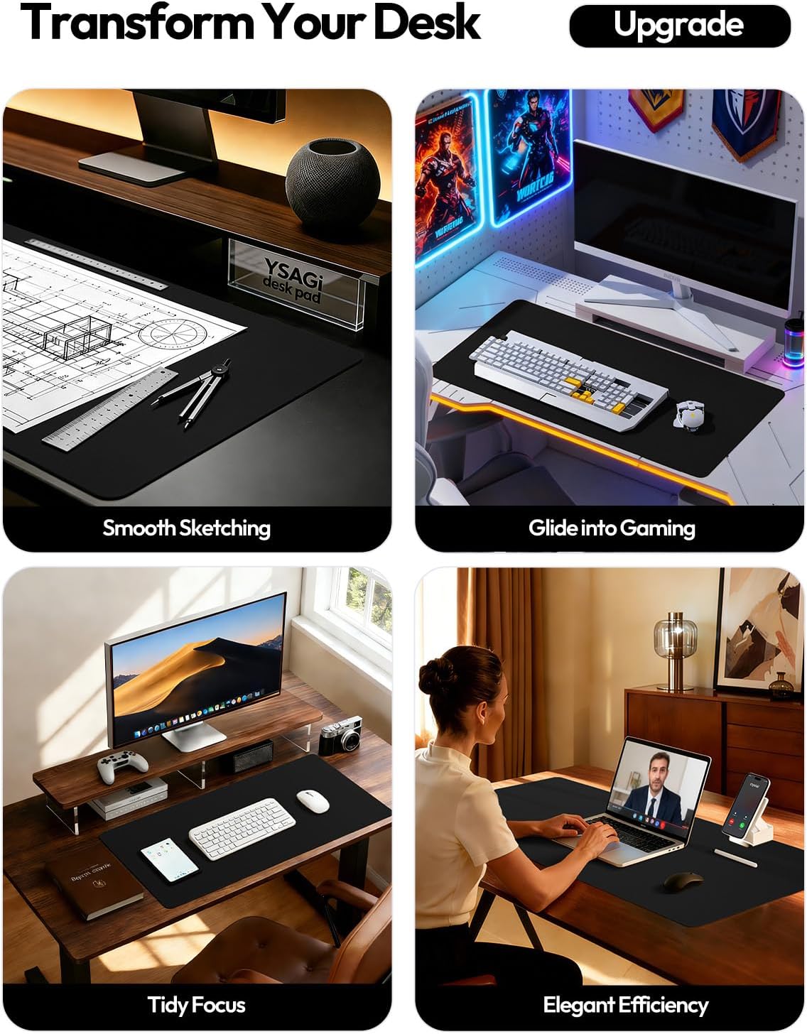 แผ่นรองโต๊ะหนังขนาดใหญ่ 23.6x1 - Home Office Image บทวิจารณ์และราคา